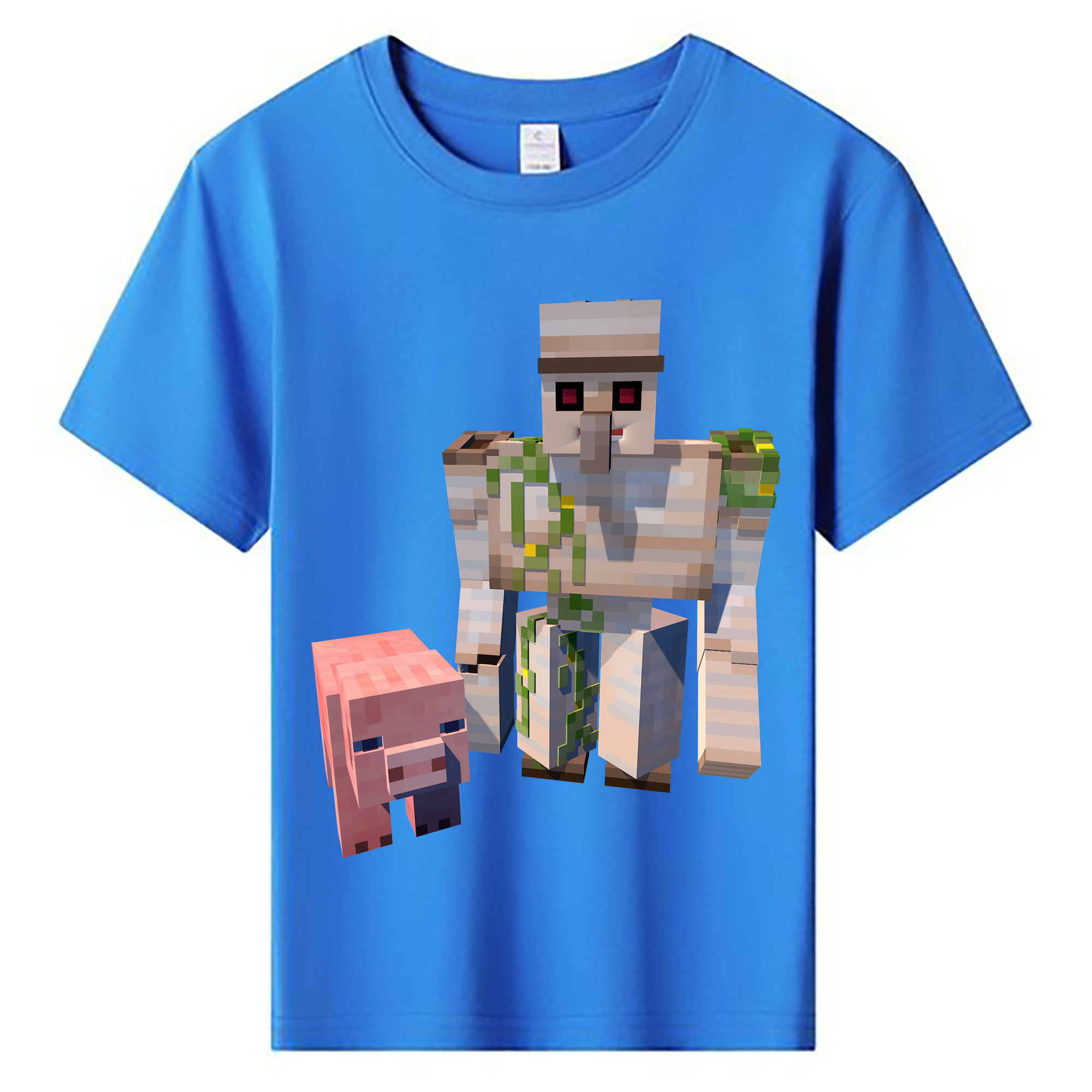 （画像用） マインクラフト ブロックの世界 Minecraft MC Block world 綿100％キッズTシャツ（フロントプリント）